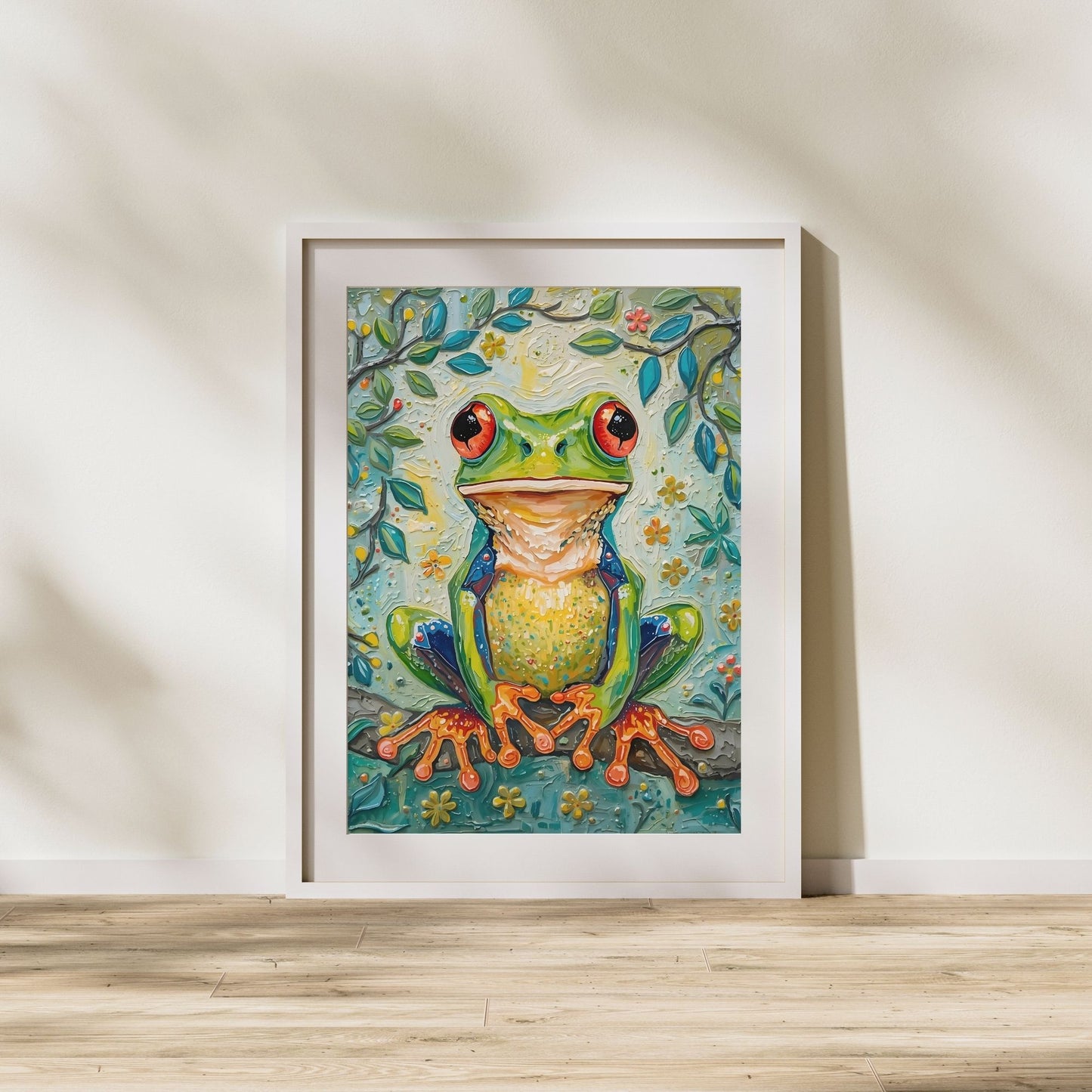 Vibrant Impressionist Frog Fine Art Poster - A Colorful Statement for Your Space