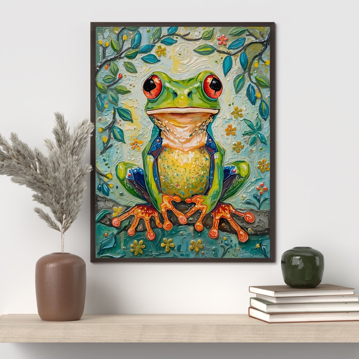 Vibrant Impressionist Frog Fine Art Poster - A Colorful Statement for Your Space