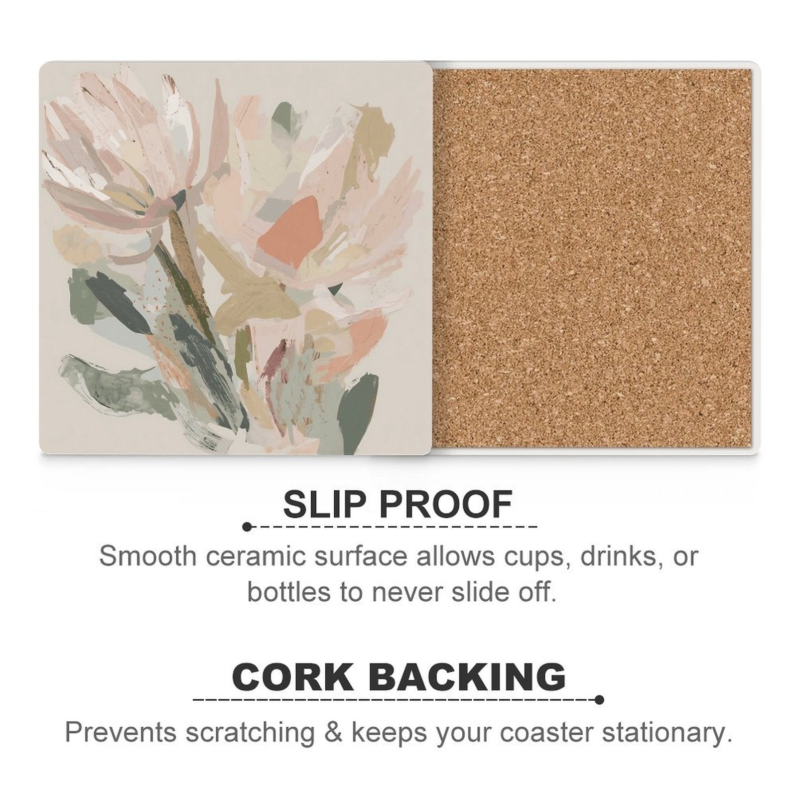 Abstract Floral Modern Minimalist Botanical Ceramic Coasters (Set of 4 or 6)