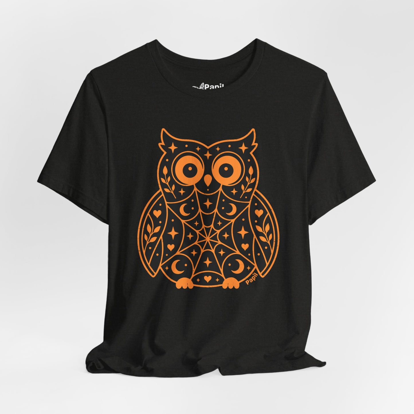 Enchanted Owl Halloween Graphic Tee | Vintage Woodland Owl T-Shirt - Black