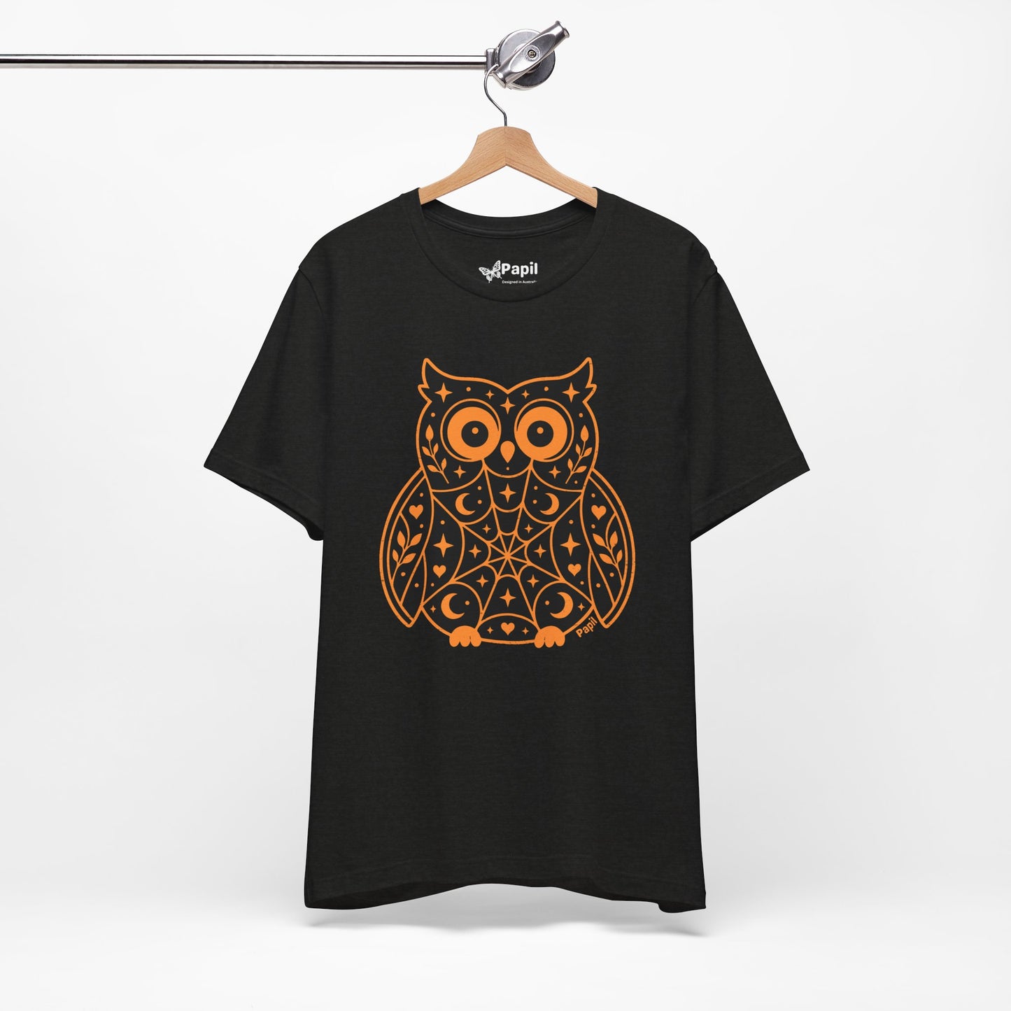 Enchanted Owl Halloween Graphic Tee | Vintage Woodland Owl T-Shirt - Black