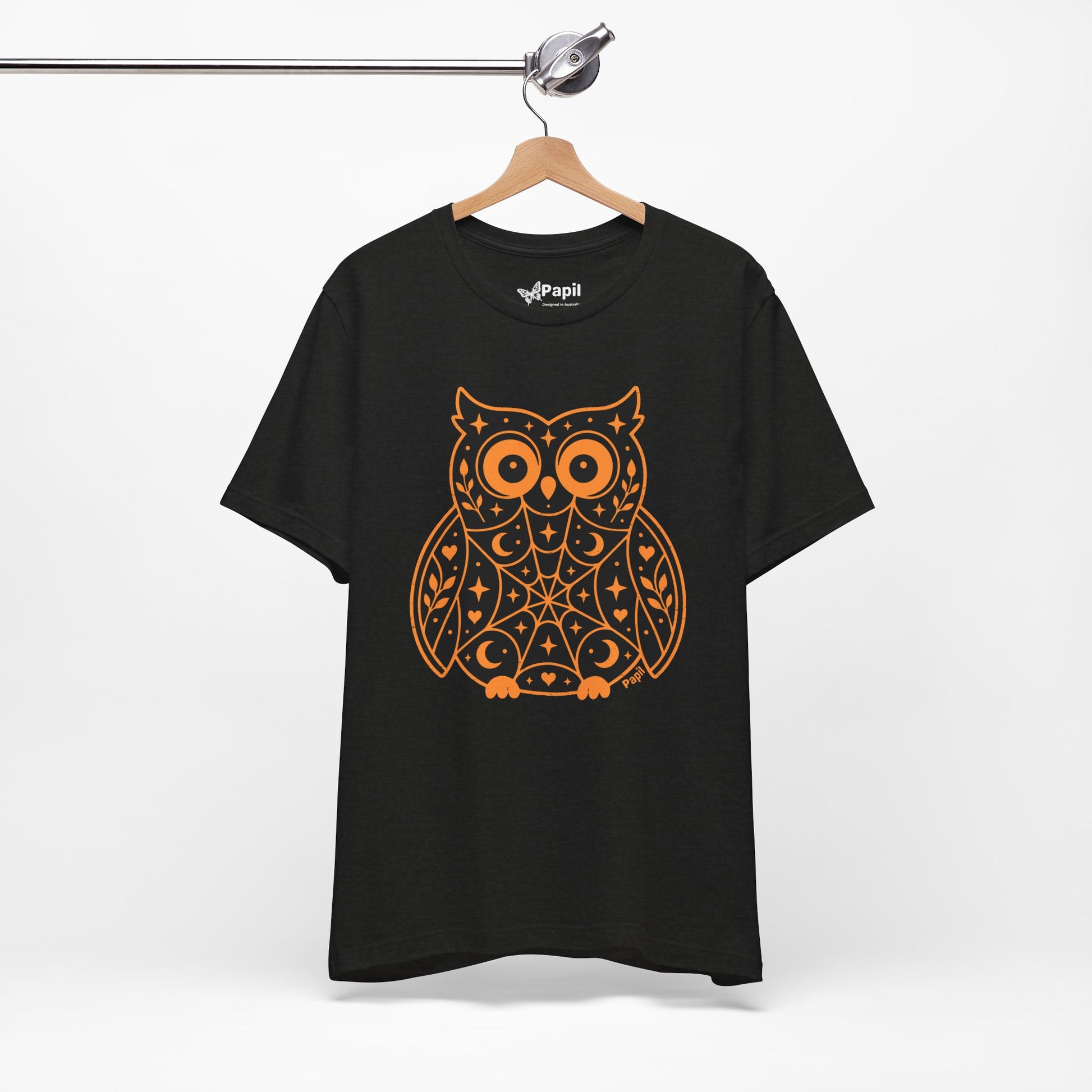 Enchanted Owl Halloween Graphic Tee | Vintage Woodland Owl T-Shirt - Black