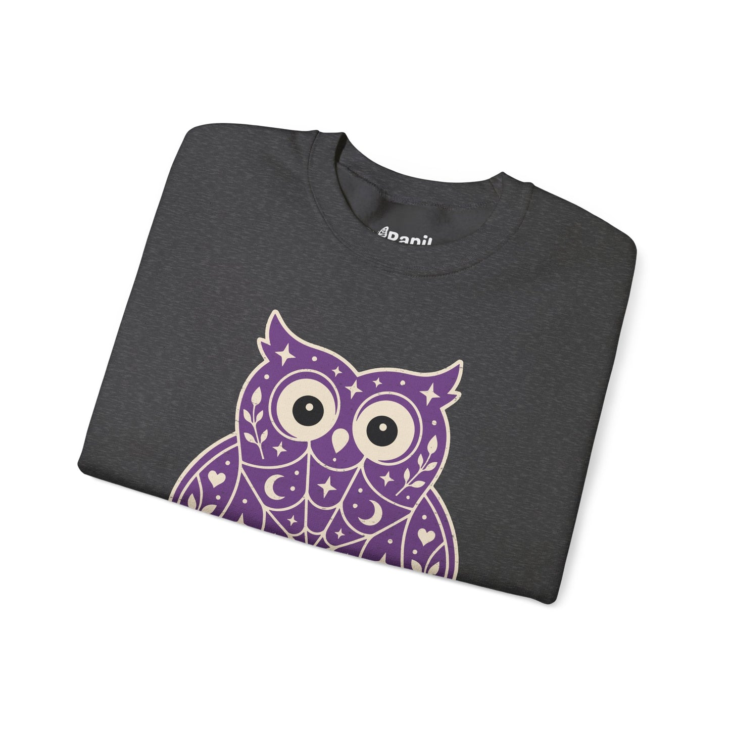 Decorative Folk Owl Crewneck Sweatshirt | Vintage Graphic Pullover