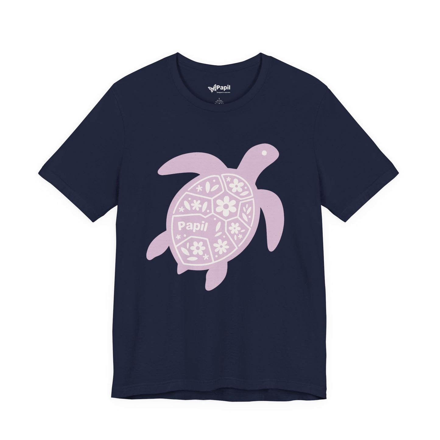 Sea Turtle Graphic Tee — Papil Floral Shell T-Shirt Navy