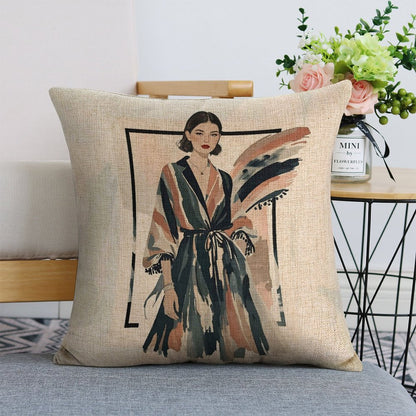 Modern Muse Linen Double Sided Throw Pillow Cushion Covers |45×45 cm | Set of 2