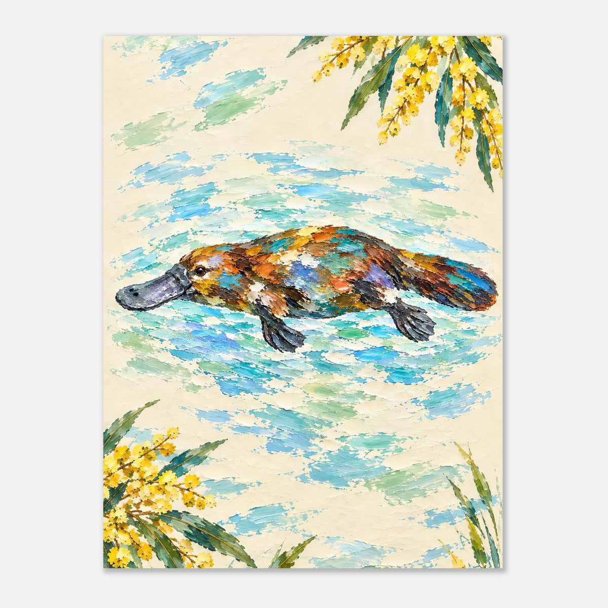 Platypus Painted Australian Animal Fine Art Poster