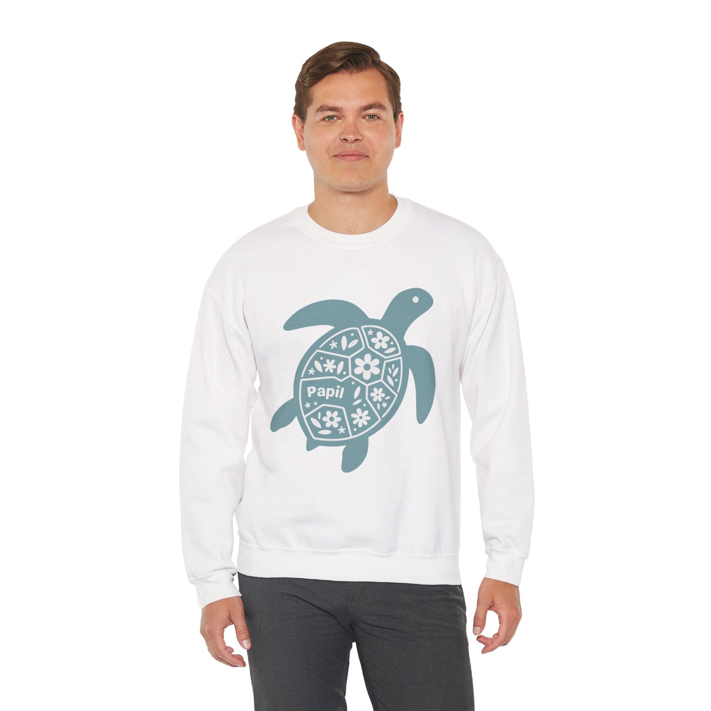 Turtle Graphic Sweatshirt — Floral Sea Turtle Crewneck