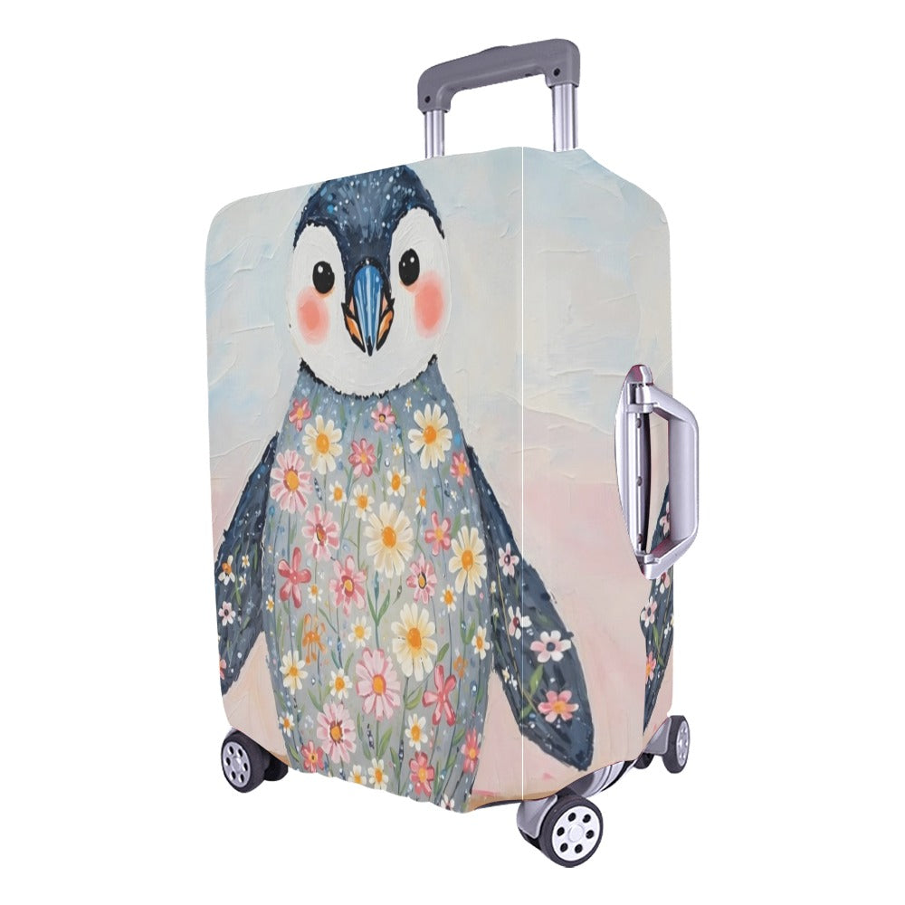Floral Penguin Luggage Cover
