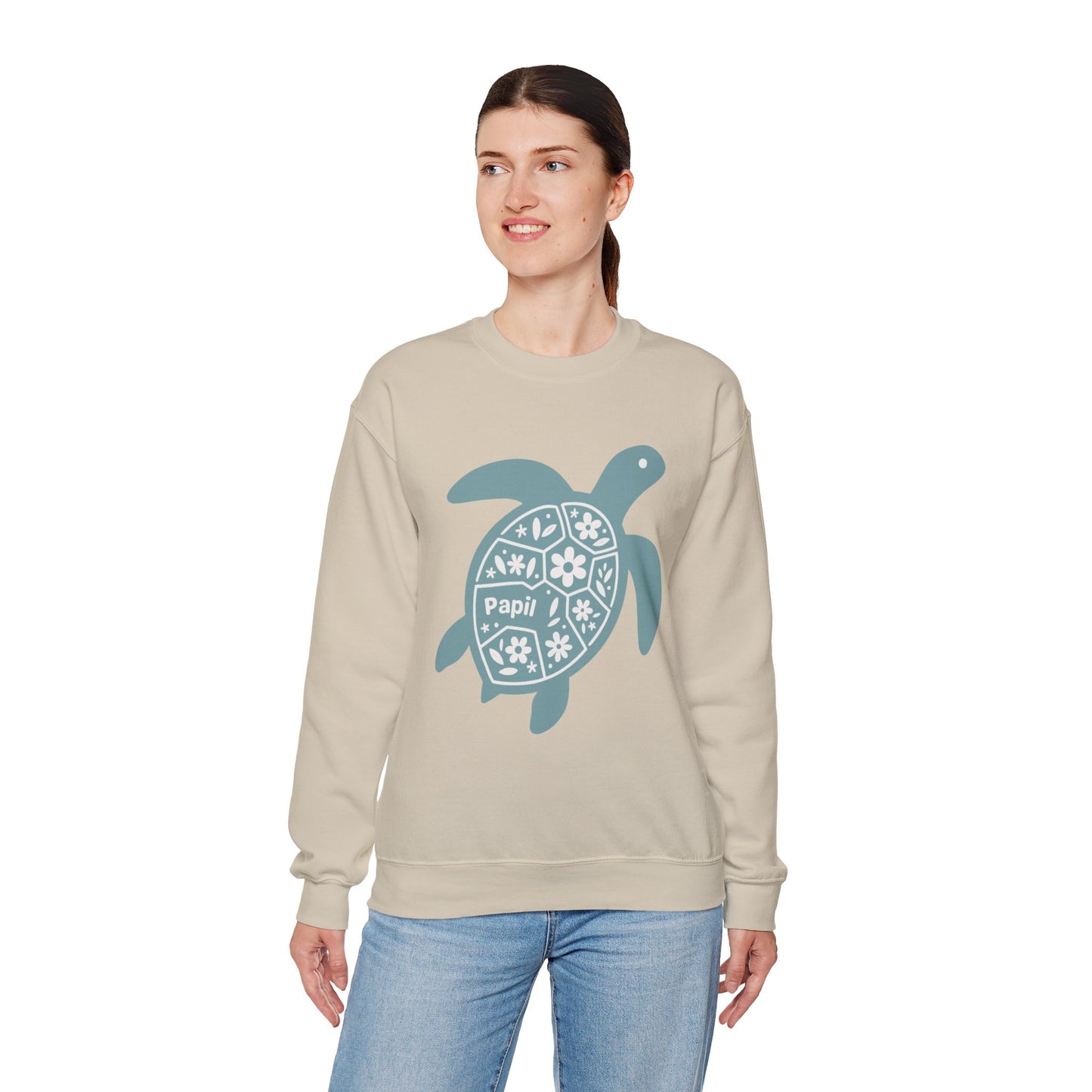 Turtle Graphic Sweatshirt — Floral Sea Turtle Crewneck