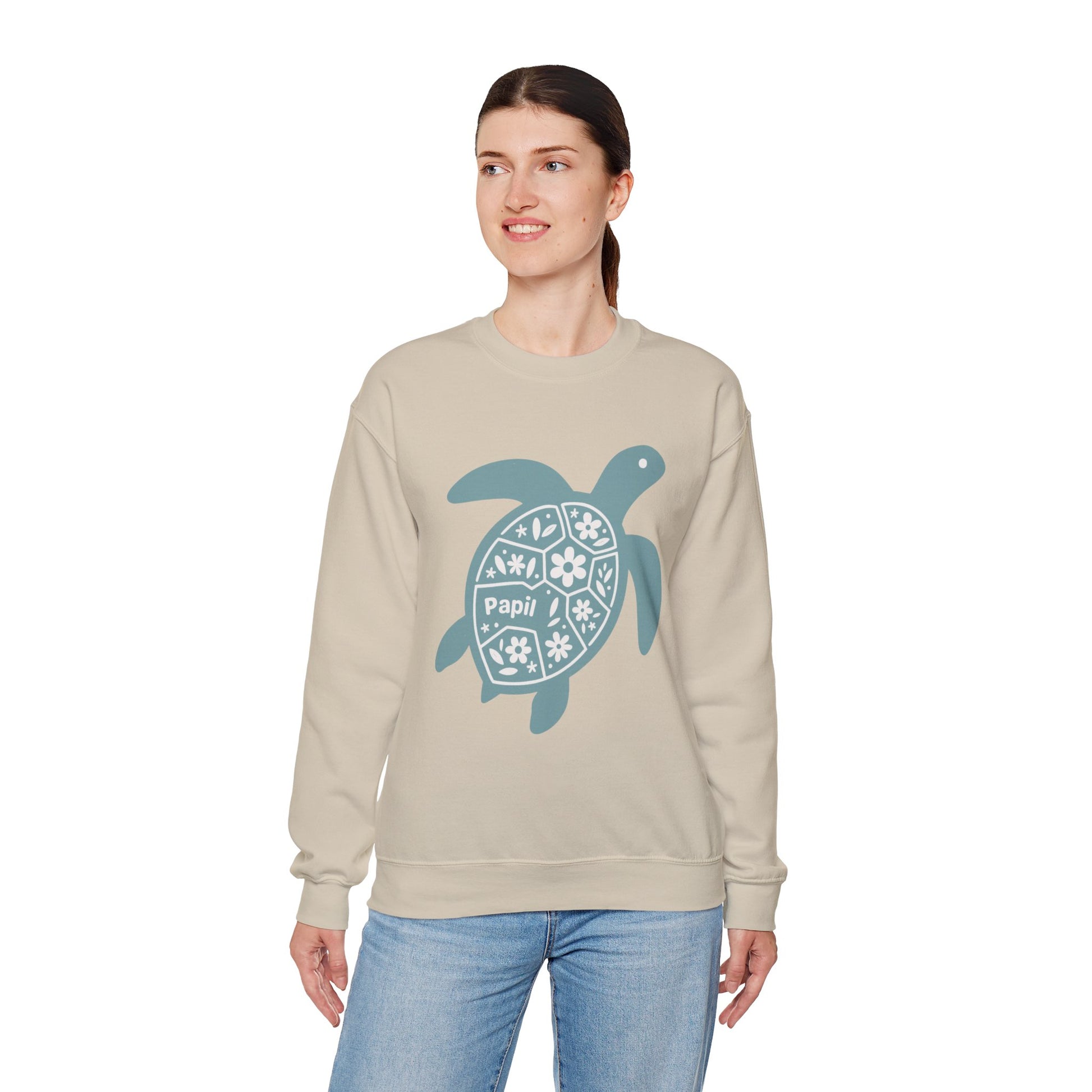 Turtle Graphic Sweatshirt — Floral Sea Turtle Crewneck