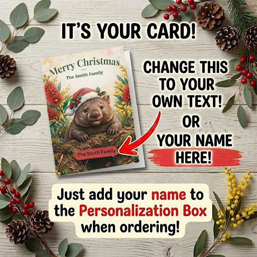 Personalised Wombat Christmas Folded Greeting Card | Australian Animals