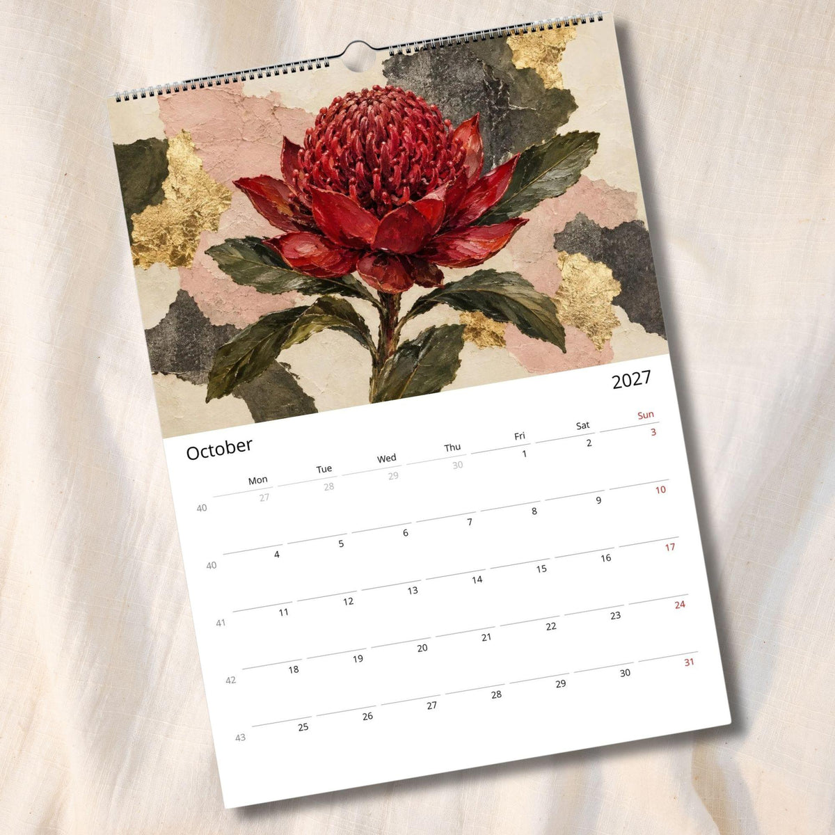 Australian Native Flowers 2027 Wall Calendar | A3 Fine Art Botanical Wildflower Calendar