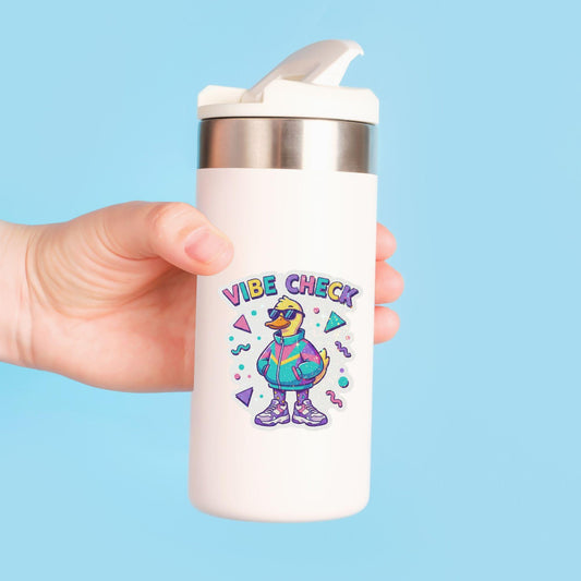 Vibe Check Retro Duck | 90s Aesthetic | Glitter Vinyl | Die-Cut Sticker