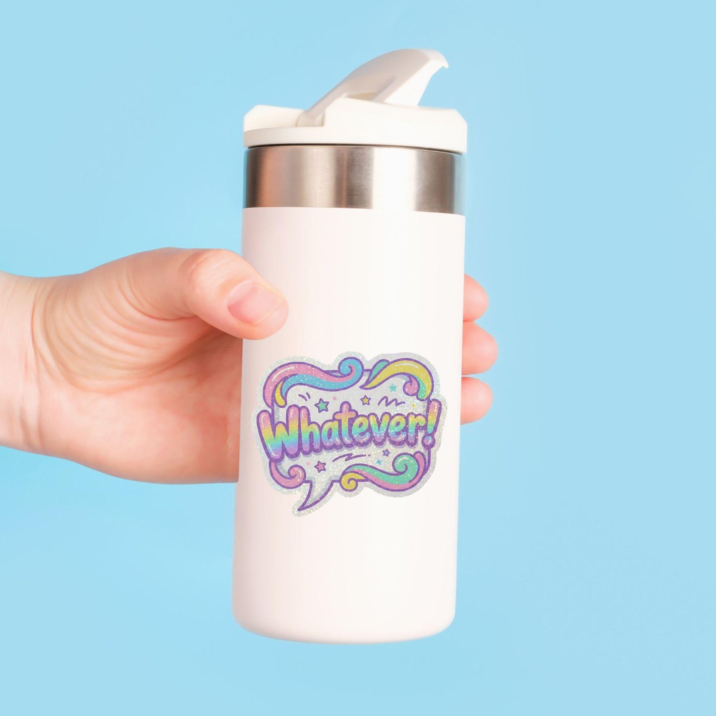 Whatever! Sassy Rainbow | 90s Retro | Glitter Vinyl | Die-Cut Sticker