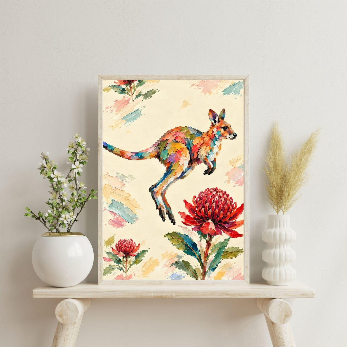 Wallaby Painted Australian Animal Fine Art Poster