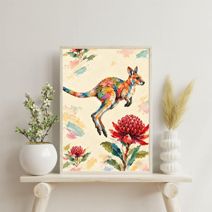 Wallaby Painted Australian Animal Fine Art Poster