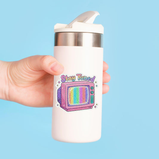 Stay Tuned Retro TV | 90s Pastel | Glitter Vinyl | Die-Cut Sticker