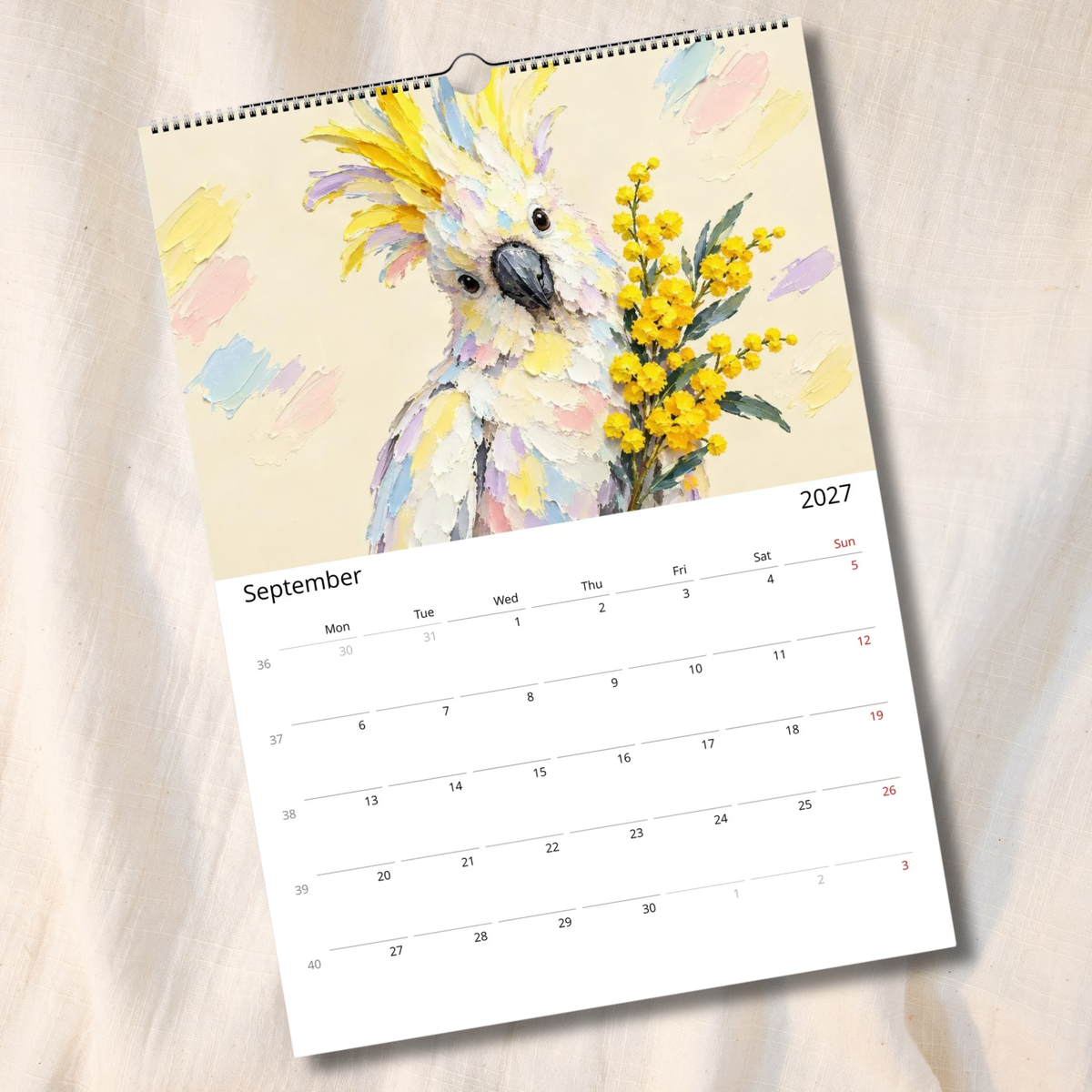 Australian Animals 2027 Wall Calendar | A3 Colourful Painted Native Wildlife Calendar
