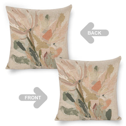 Abstract Floral Linen Cushion Pillow Cover — Double-Sided Print, 45×45cm