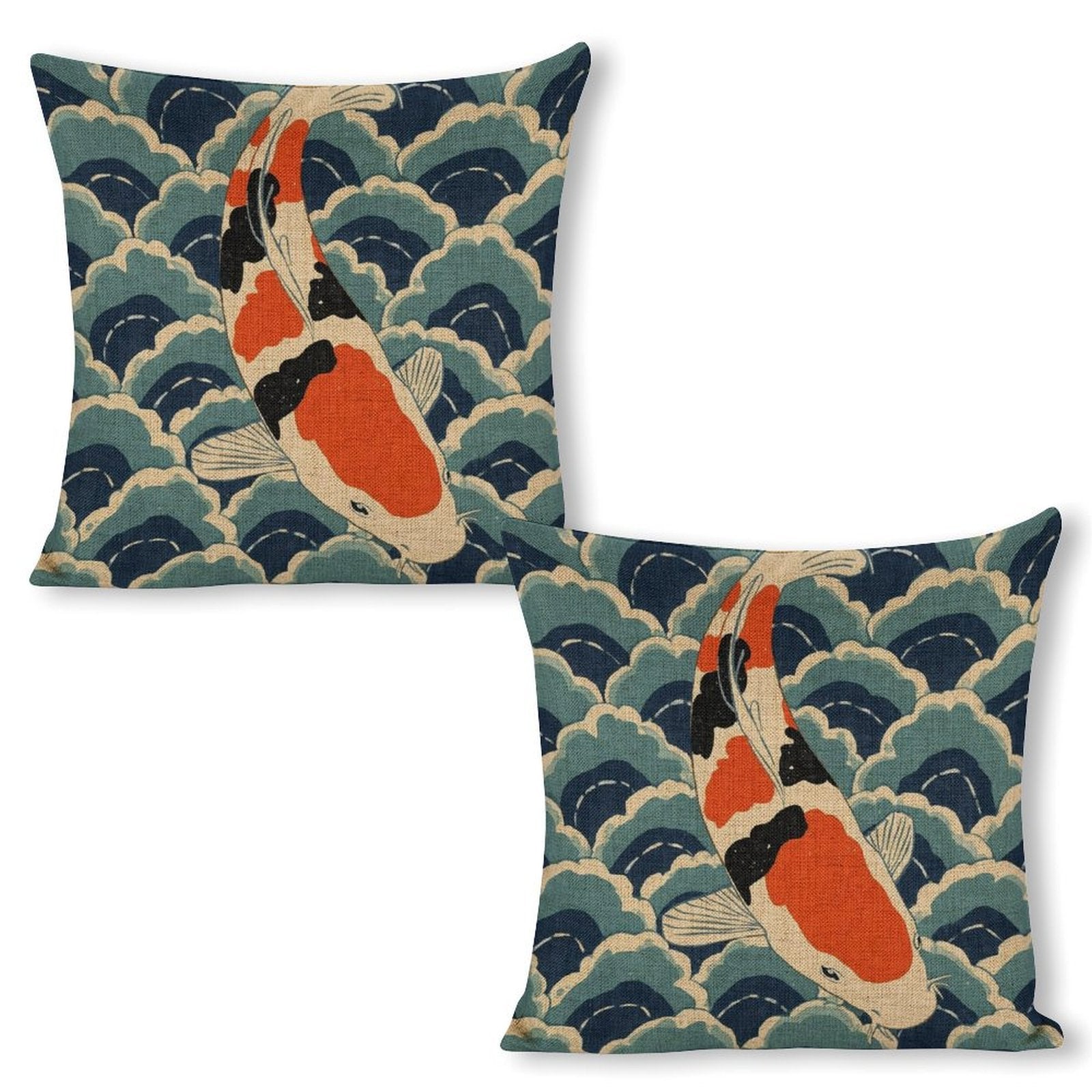 Floral Fox Linen Double Sided Throw Pillow Cushion Covers |45×45 cm | Set of 2