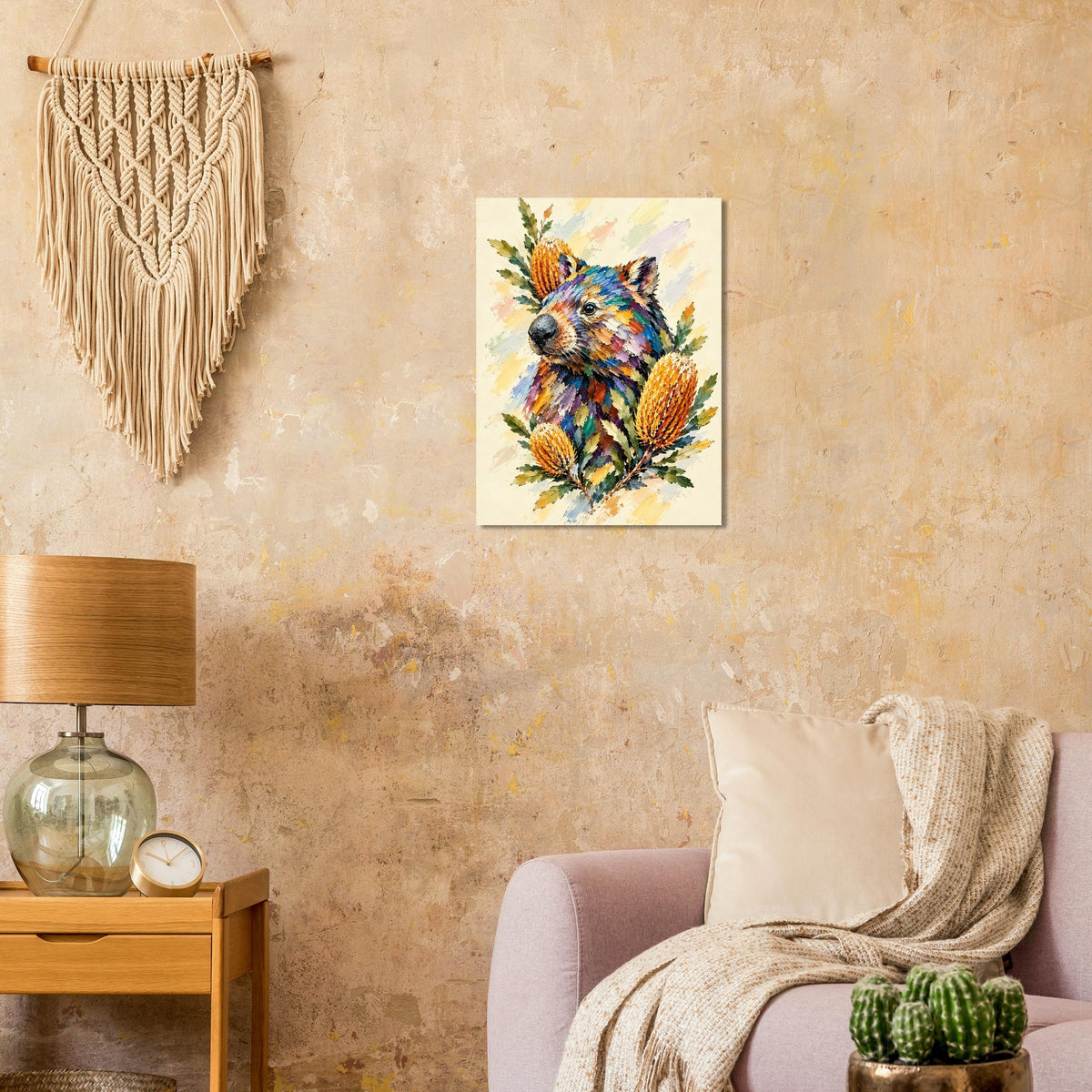 Wombat Painted Australian Animal Fine Art Poster