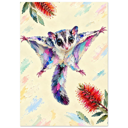 Sugar Glider Painted Australian Animal Fine Art Poster 21x29.7 cm 8x12"