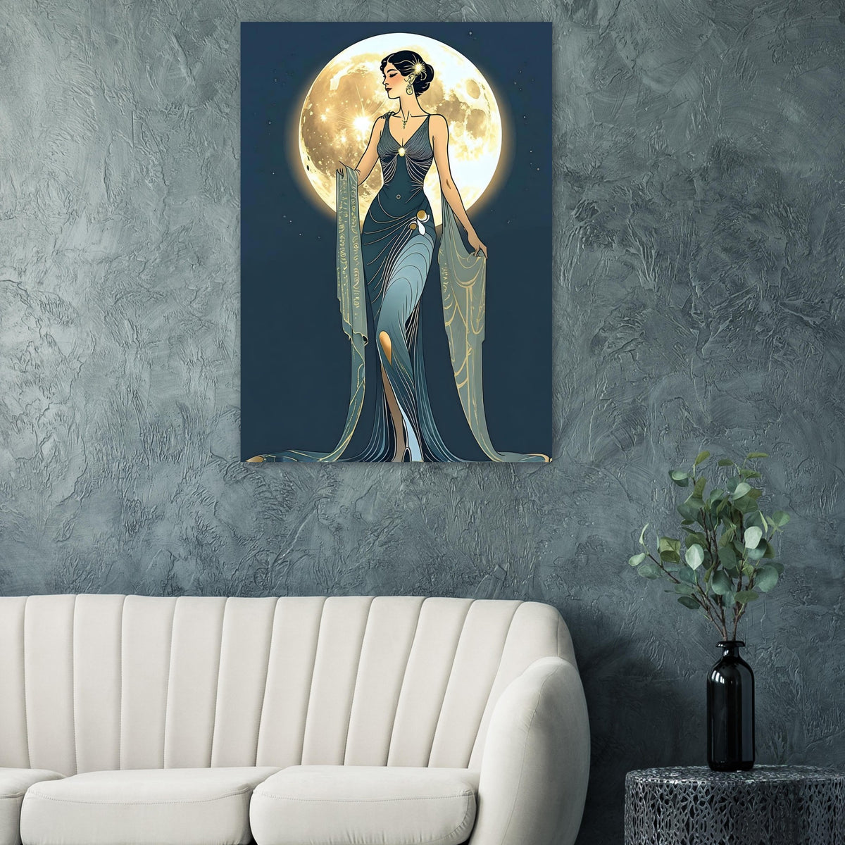 Art Deco Diva Moonlit Fine Art Poster - A Touch of Roaring Twenties Glamour for Your Walls