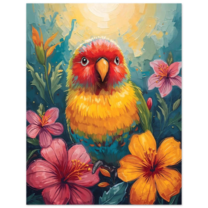 Tropical Parrot Paradise Fine Art Poster - Vivid Abstract Bird & Floral Wall Decor 27x35 cm 11x14″