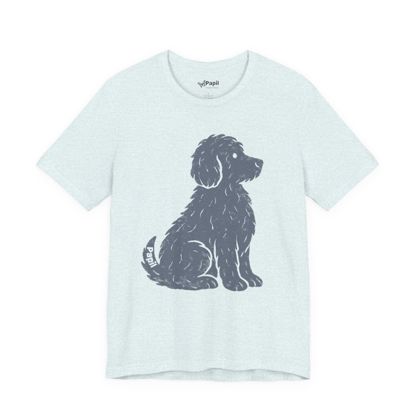 Cute Sitting Puppy Unisex T-Shirt — Whimsical Dog Graphic Tee Heather Ice Blue