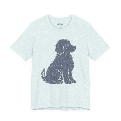 Cute Sitting Puppy Unisex T-Shirt — Whimsical Dog Graphic Tee Heather Ice Blue