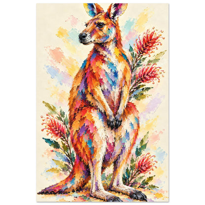 Kangaroo Painted Australian Animal Fine Art Poster 40x60 cm 16x24″