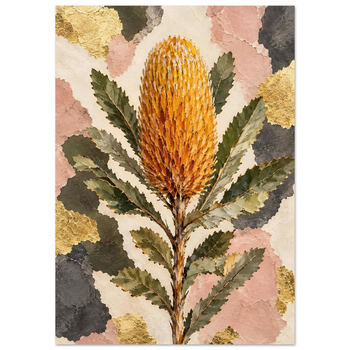 Banksia Australian Native Flower Fine Art Poster A1 (59.4 x 84.1 cm)