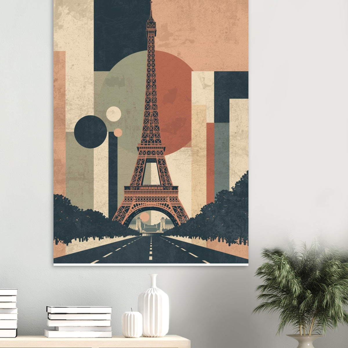 Eiffel Tower Geometric Abstract Fine Art Poster - Mid-Century Modern Parisian Vibe