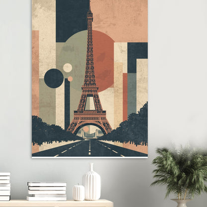 Eiffel Tower Geometric Abstract Fine Art Poster - Mid-Century Modern Parisian Vibe