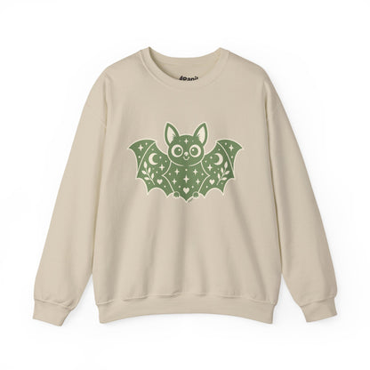 Cute Purple Bat Crewneck Sweatshirt | Kawaii Night Sky Halloween Pullover Sand