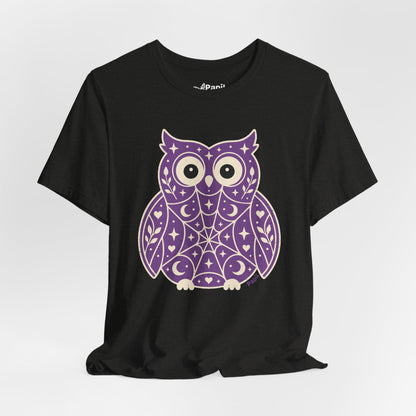 Enchanted Owl Halloween Graphic Tee | Vintage Woodland Owl T-Shirt - Purple