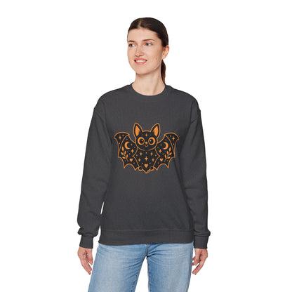 Cute Purple Bat Crewneck Sweatshirt | Kawaii Night Sky Halloween Pullover