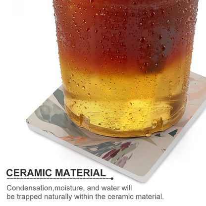 Celestial Dusk – Abstract Pastel Landscape Ceramic Coasters (Set of 4 or 6)