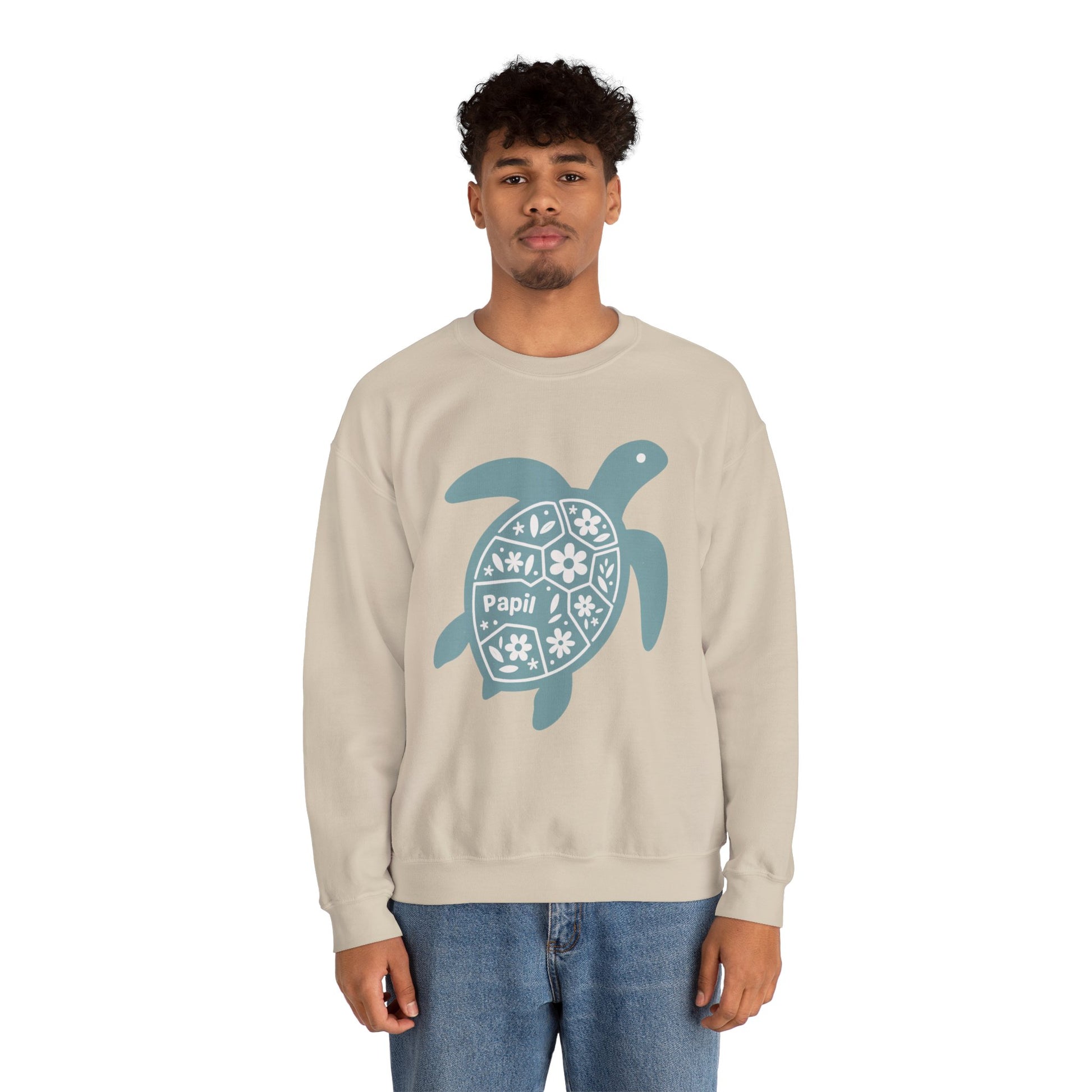 Turtle Graphic Sweatshirt — Floral Sea Turtle Crewneck
