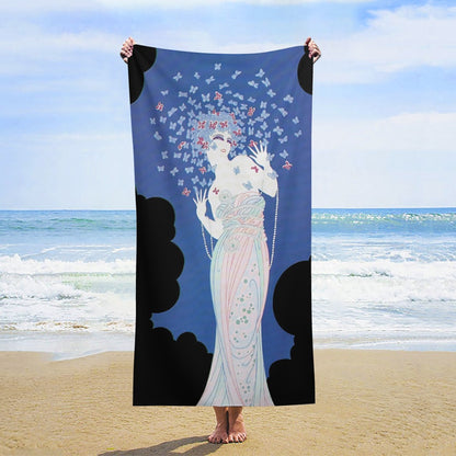 Vintage Glamour Beach Towel – “Ms Vogue” Art Deco Style – 160×80 cm