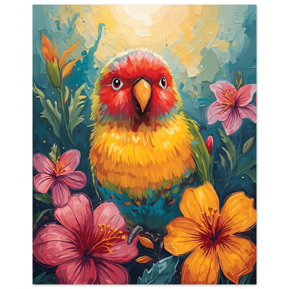 Tropical Parrot Paradise Fine Art Poster - Vivid Abstract Bird & Floral Wall Decor 40x50 cm 16x20″