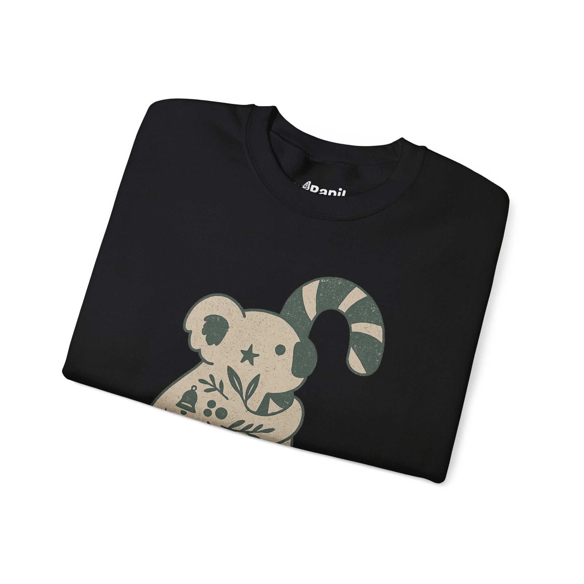 Koala Candy Cane Crewneck Christmas Sweatshirt — Whimsical Floral Australian Koala Holiday Sweatshirt