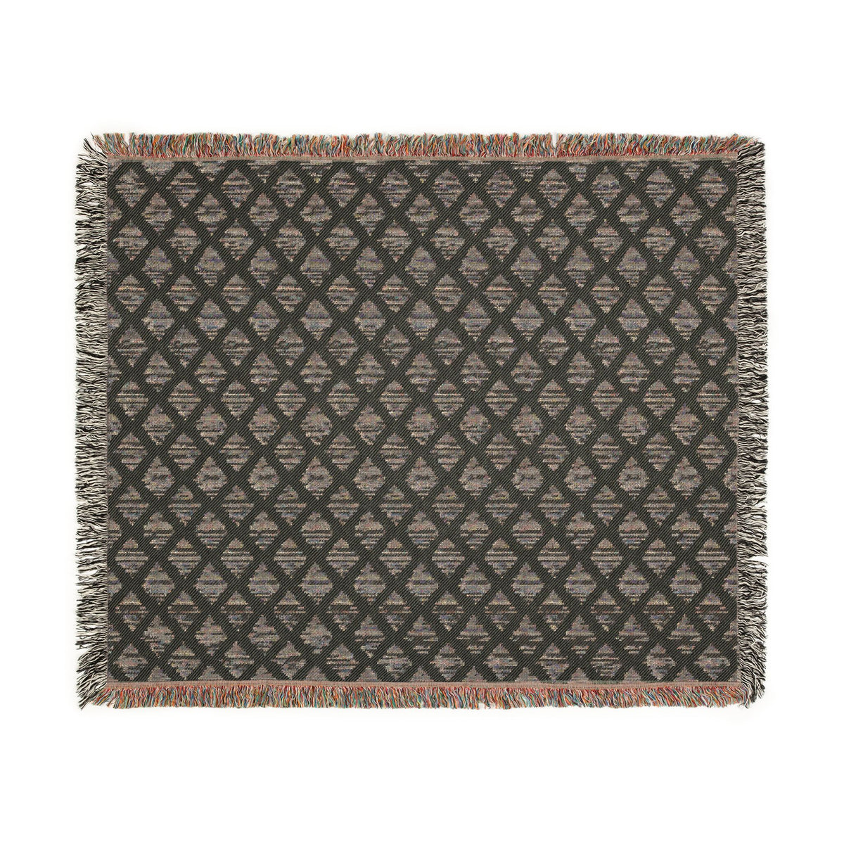 Navy & Ivory Diamond Pattern Woven Blanket