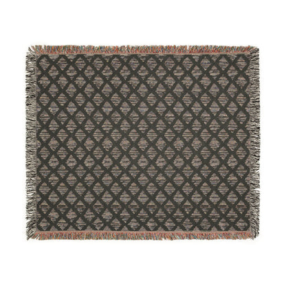 Navy & Ivory Diamond Pattern Woven Blanket