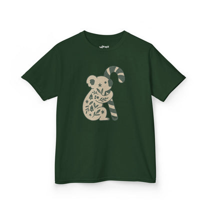 Floral Koala with Candy Cane Christmas Tee | Kids T-Shirt