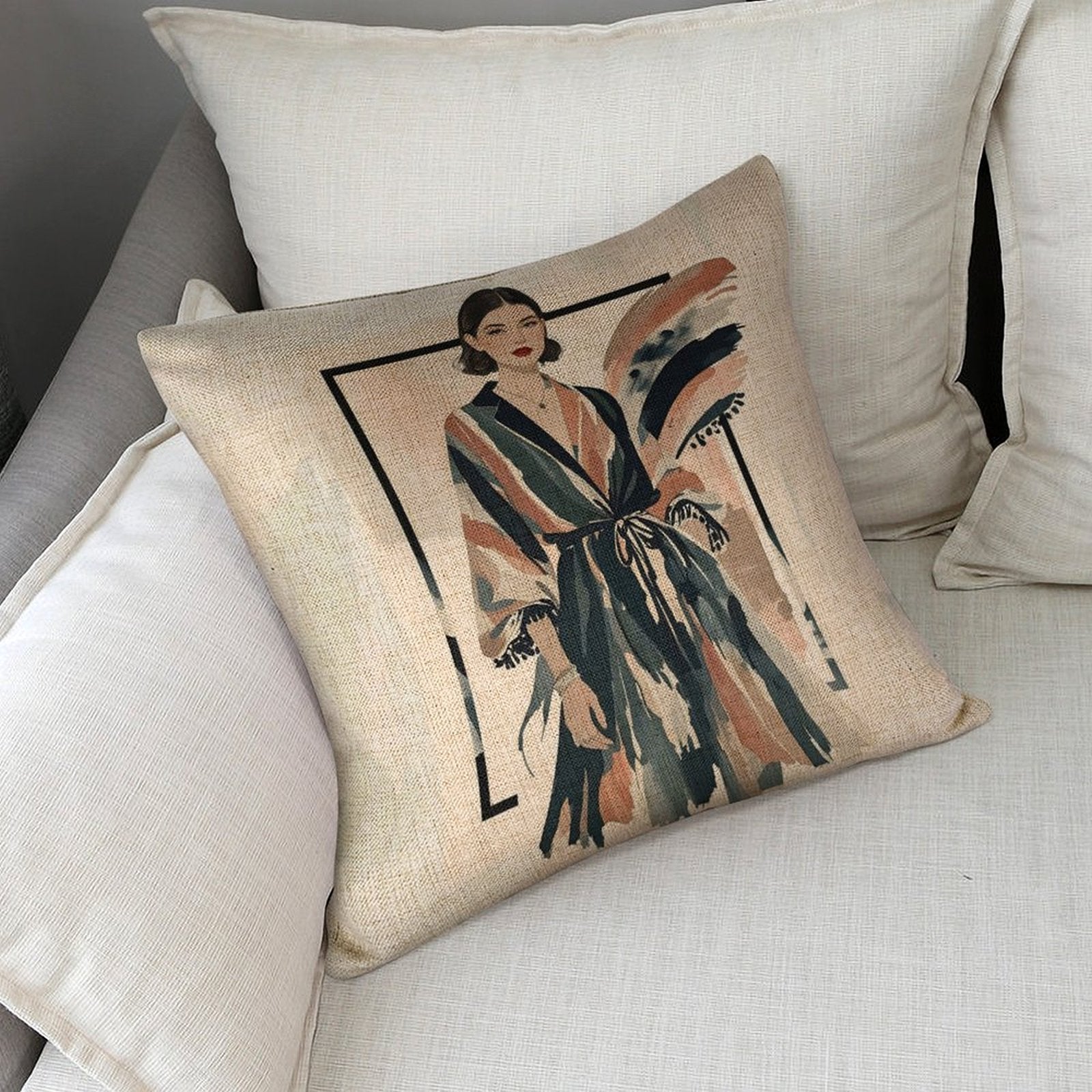 Modern Muse Linen Double Sided Throw Pillow Cushion Covers |45×45 cm | Set of 2