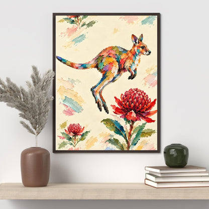 Wallaby Painted Australian Animal Fine Art Poster