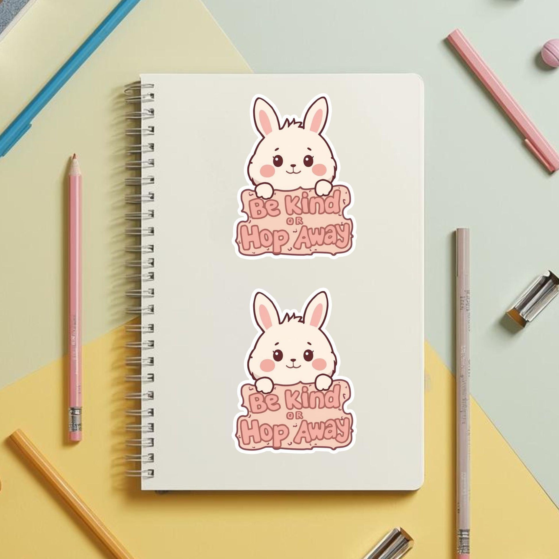 Be Kind or Hop Away Bunny | Positivity | White Vinyl | Die-Cut Sticker