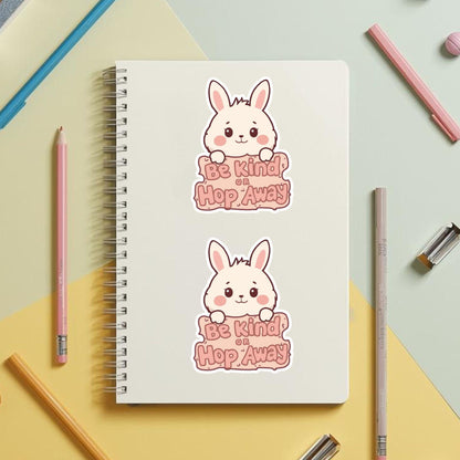 Be Kind or Hop Away Bunny | Positivity | White Vinyl | Die-Cut Sticker