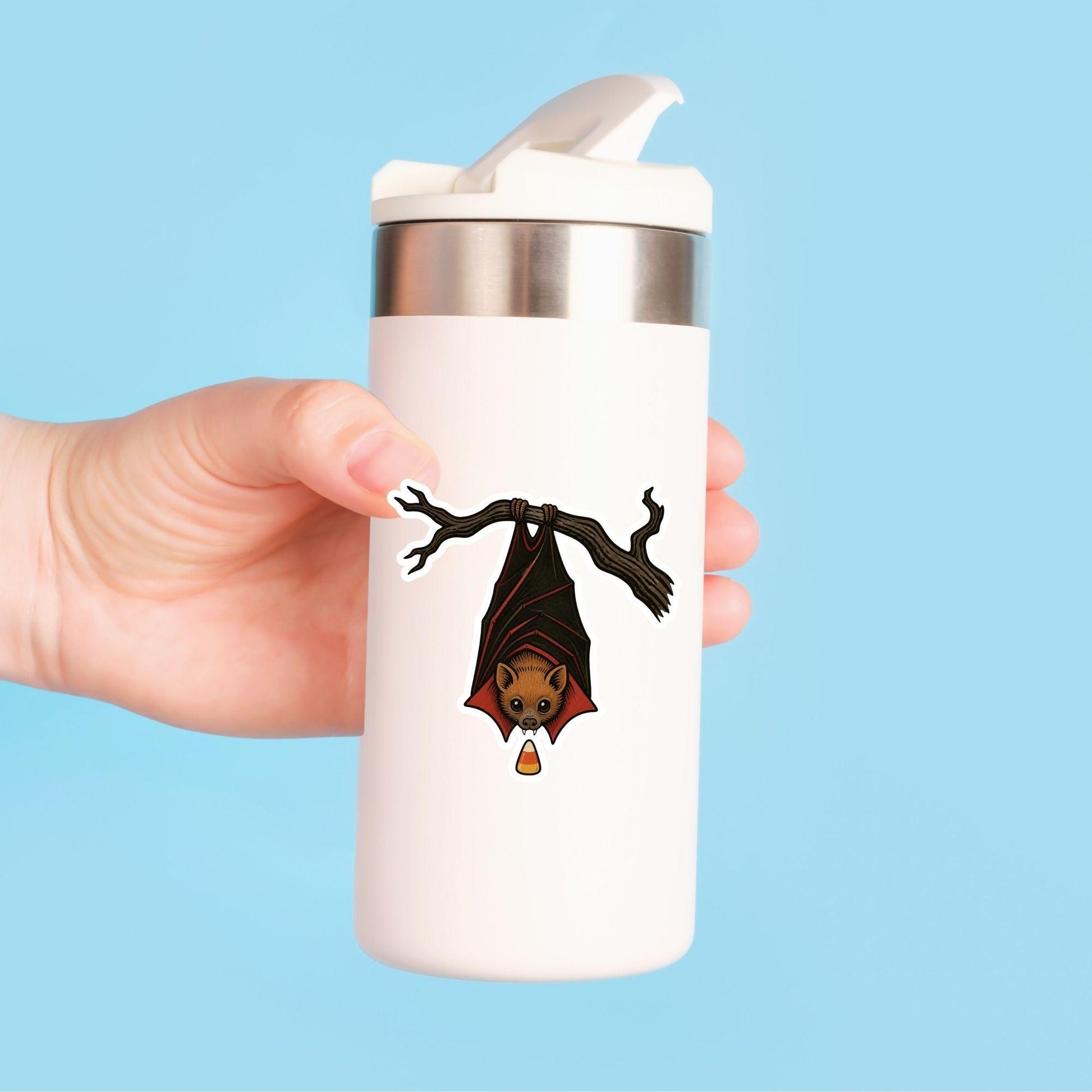 Count Bat-ula Vampire Fruit Bat | Halloween Vintage | White Vinyl | Die-Cut Sticker